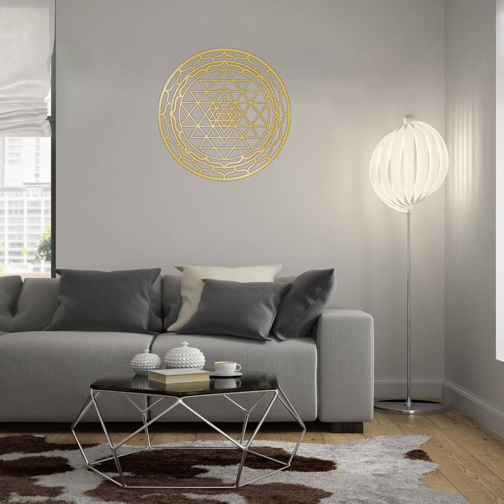 Sri Yantra metal wall decor detail and finish